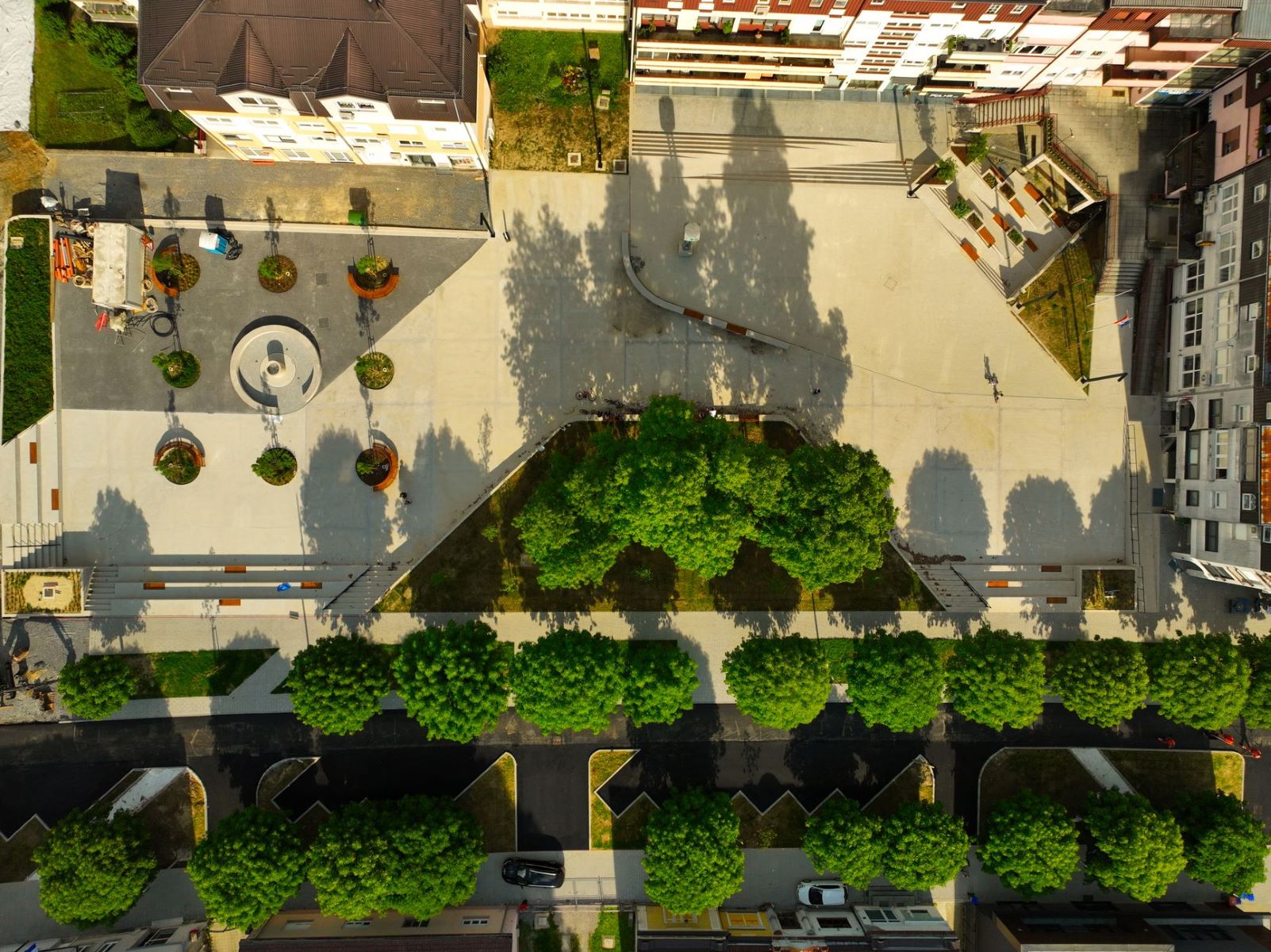 Aerial view of a public park and surrounding landscape